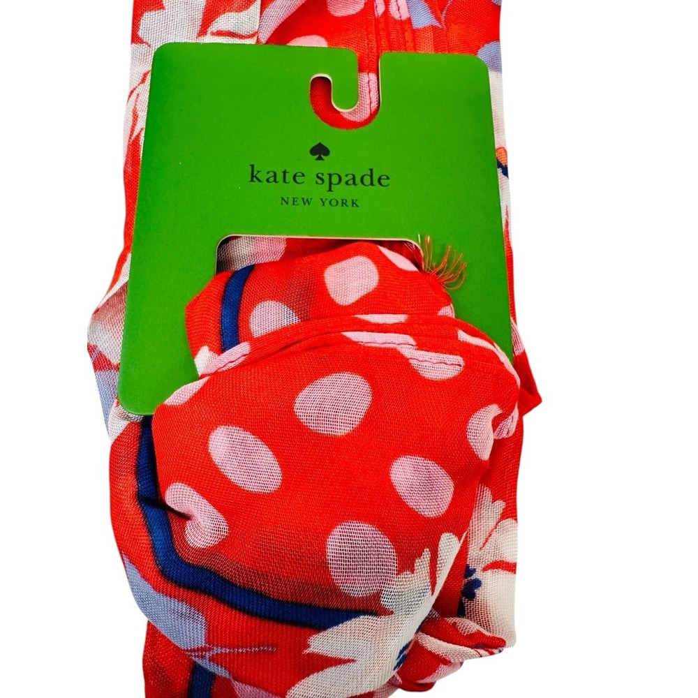 Kate Spade New York Red Springtime Floral Oblong Scarf Designer Feminine NWT